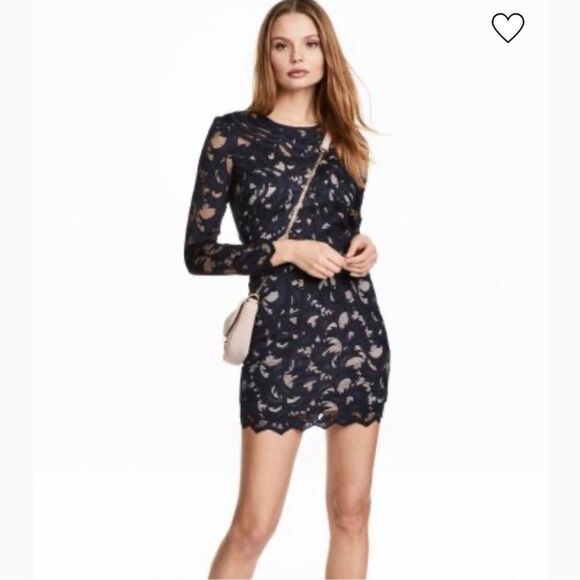 H&M Gold Label Luxe Bare Back Mini Lace Dress - Picture 1 of 7